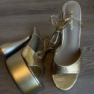 Lace Up Gold Lemonade Sandals